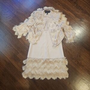 BCBG Maxazria fringe bottom dress And Fringe Jacket Set